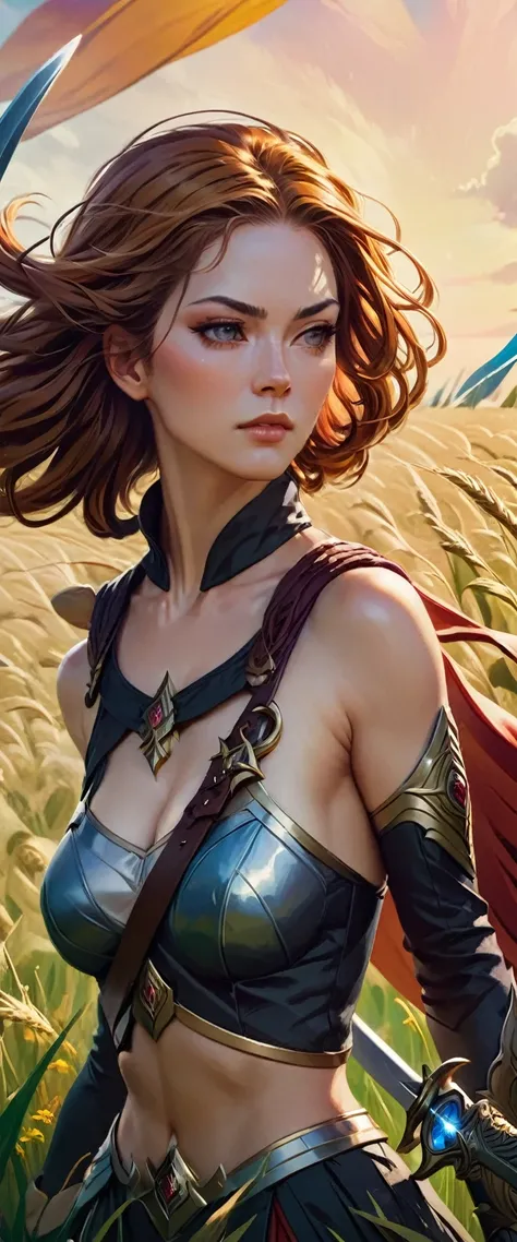 a close up of a woman holding a sword in a field, extremely detailed artgerm, style artgerm, ig model | artgerm, artgerm lau, ! dream artgerm, artgerm. high detail, artgerm detailed, style of artgerm, trending artgerm, artgerm style