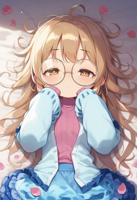 score_9, score_7_up, score_6_up, 1girl, source_cartoon, source_anime,breathtalking Scenery,watercolor,smooth soft skin, natural skin,anime screencap,mjm,rating_questionable
BREAK
(round glasses:1.5), (loli:1.6),ecru beige hair,(half closed eyes:1.1),beige ...