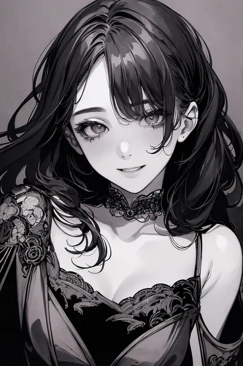 masterpiece、８K、Highest quality, (Background details), High Contrast, Very beautiful girl, 10th Generation、Detailed original illustration、Detailed shading、functional、Delicate face、Charm、Villainess、sexy、Real breasts、Crazy Smile, Crazy Eyes,、Head close-up, Bl...