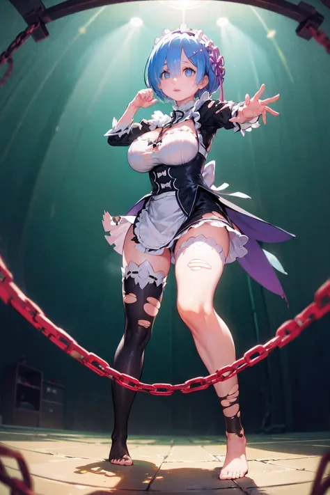 、Plump、Show your pants、(((((Fighting Pose)))))、Weapons Morningstar、((Underground Prison))、((The floor beneath my feet is crumbling))、((((Rem in chains)))),(((((Fisheye Lens)))))、((((Super huge breasts))))、(((Plump thighs)))、(((Rem from Re:Zero)))、looking a...