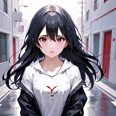 Low poly:1.2、vector art 、One Girl、Sick Eyes、Yandere、Straightjacket、Long Black Hair