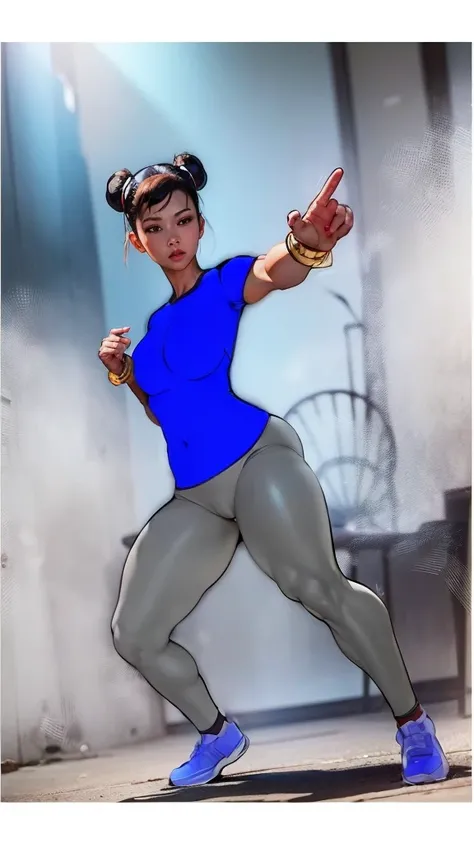 SF6 Chun-Li Nitrile Butadiene Royal Blue Leggings Thighs Buttocks Streetfighter Buruma Gravure shirt Japanese 