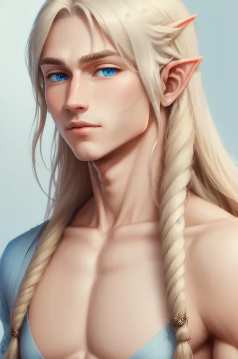 ((best quality)), ((masterpiece)), (detailed), (((man))) elf, long white hair, blue eyes