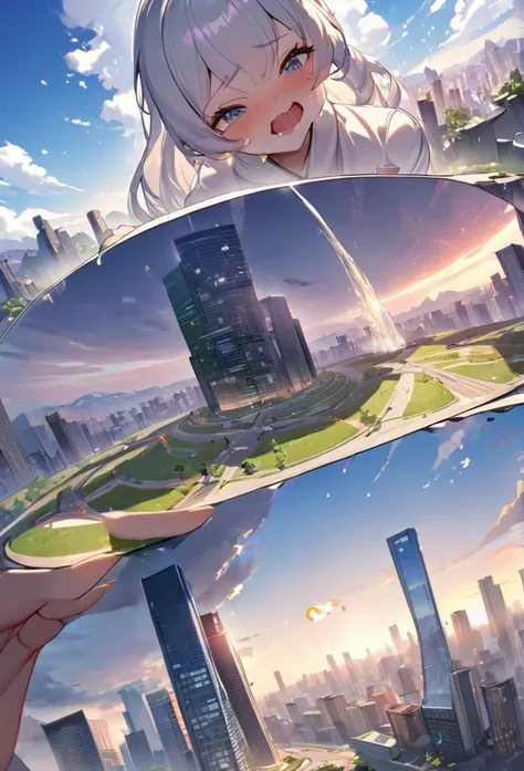 nsfw，{a giantess}，{1个giant girl}，{urinating}clouds， looking over city， mountain ranges， tmasterpiece, best quality, the content ...