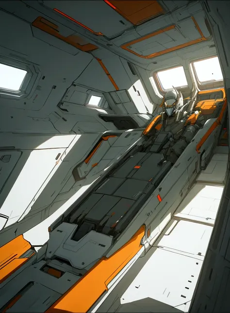 Interior of anime  spaceship, cel shading, futuristic