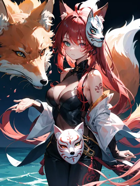 she kitsune walks in the sea of flowers dotted with pink clouds，the ninja who is alone，the shinobi cannot leave this planet，the ...