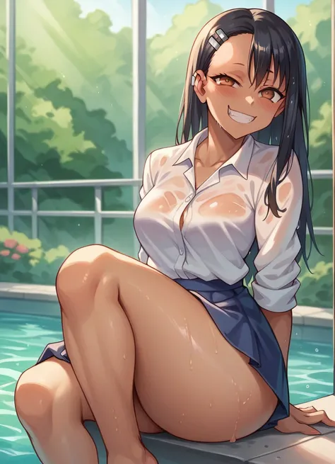 sexy,milf,nagatoro,giant ass,intimate,smiling face,(No clothes,wet body)