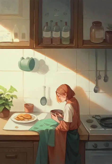 The background is the kitchen，I hope the picture is full of vitality，Warm feeling