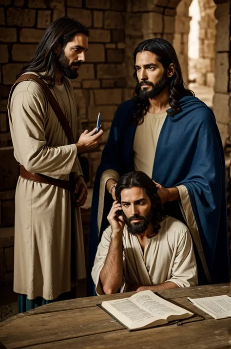 Journalist interviewing Jesus of Nazareth 