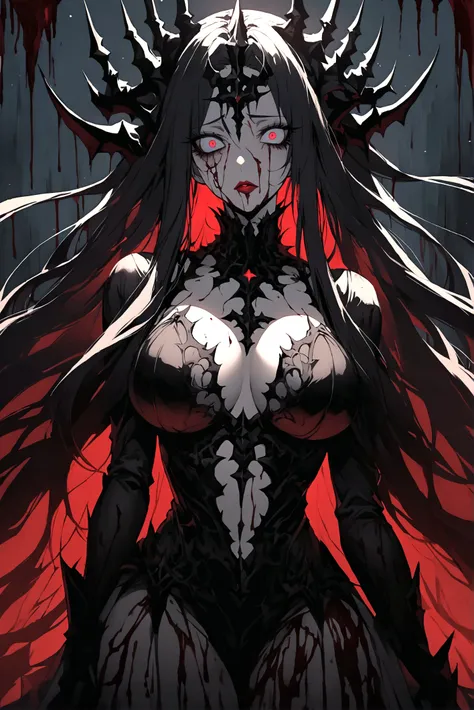 Create an image of a stunningly beautiful perfect  fantasy death knight , Stunningly gorgeous beautiful perfect sexy face, perfect makeup, lipstick, curved eyebrows, long luscious eyelashes, black eyeliner,hyper detailed long hair, crazy eyes, hour glass b...