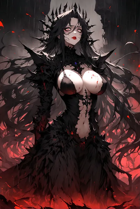 Create an image of a stunningly beautiful perfect  fantasy death knight , Stunningly gorgeous beautiful perfect sexy face, perfect makeup, lipstick, curved eyebrows, long luscious eyelashes, black eyeliner,hyper detailed long hair, crazy eyes, hour glass b...