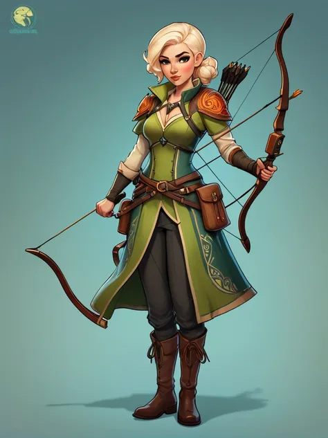 in style of Caia Koopman, character concept design, Full body, archer, shooter