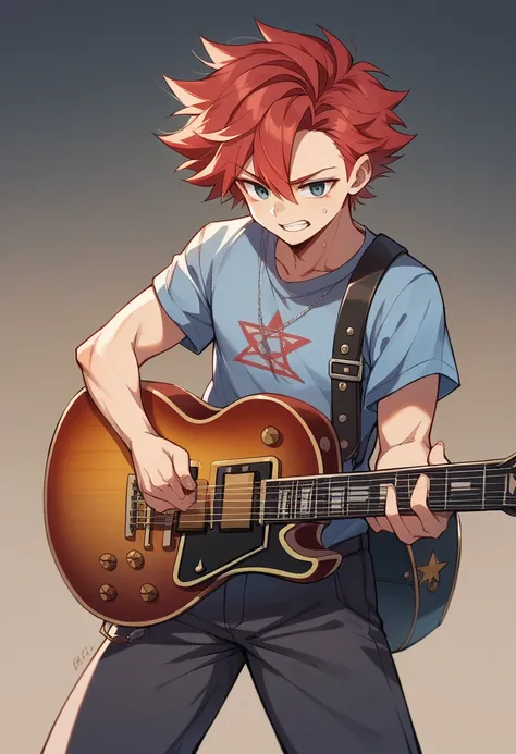 6 strings、There are six pegs、high school girl、Electric guitar、Gibson、Draw a guitar accurately、Les Paul、Red Hair