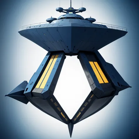 Generate an image of a spaceship suitable for a 2D space shooter game. The image should with a transparent background or a solid color background that can be easily replaced. The spaceship should have a simple, clean design with clear lines and no complex ...