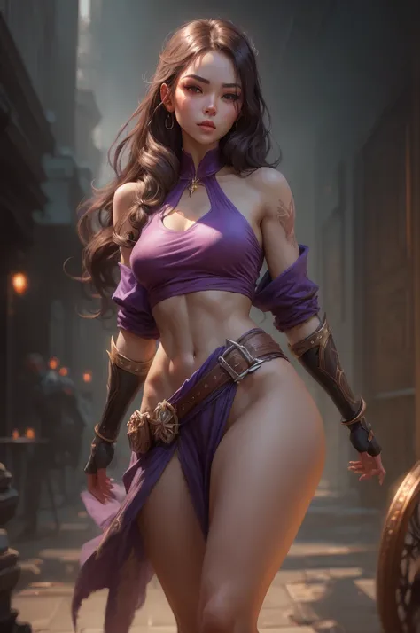 close up of a nude  woman with long hair and a purple top, big   beautiful character painting, style artgerm, art of wlop, stunning character art, fantasy style art, concept art | artgerm, epic exquisite character art, wlop art, fantasy character art, wlop...