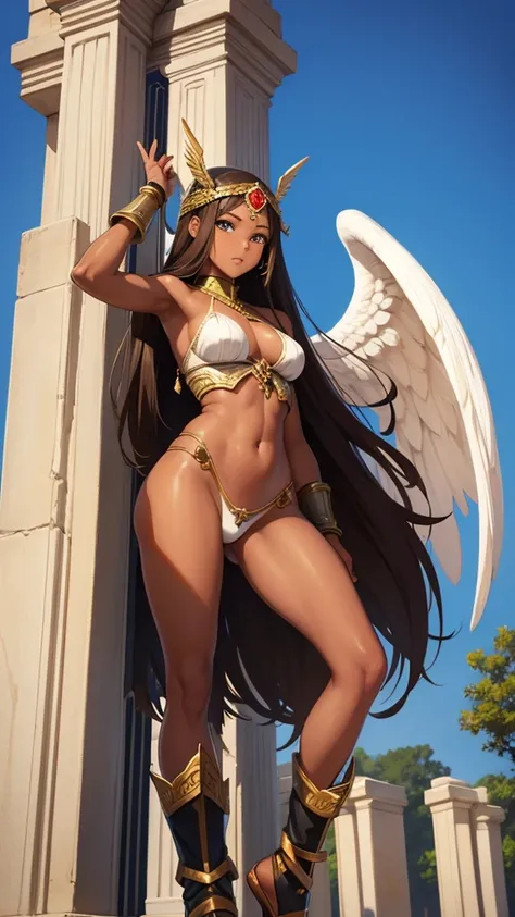 Brown skin　Beautiful War Goddess　High leg　Angel&#39;s wing　Gal Angel　Lewdな顔　Vulgar tattoos　Lewd　Fallen Angel　The despised angel