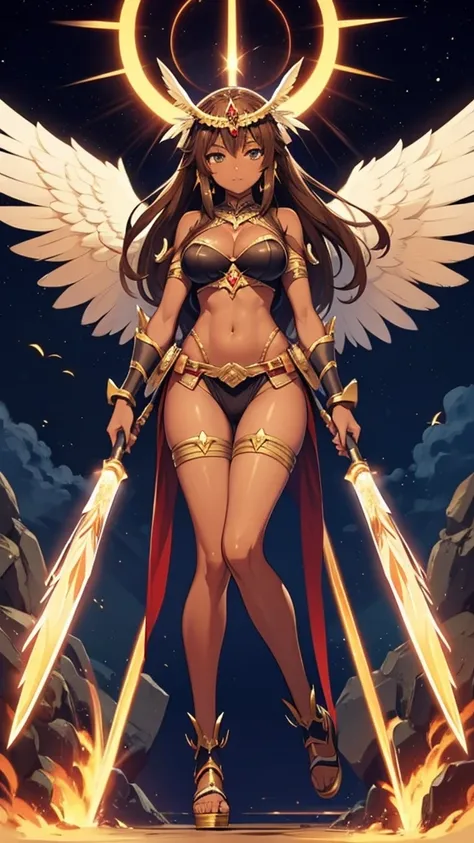 Brown skin　Beautiful War Goddess　High leg　Angel&#39;s wing　Gal Angel　Lewdな顔　Vulgar tattoos　Lewd　Fallen Angel　The despised angel