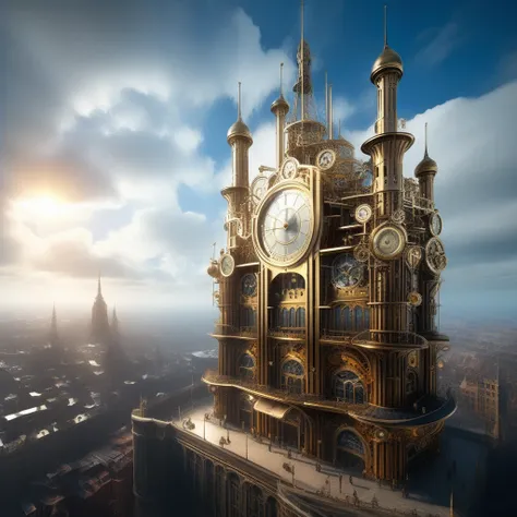 Gaze upon a city where steampunk dreams meet technological advancements, each tower a symphony of brass and invention.