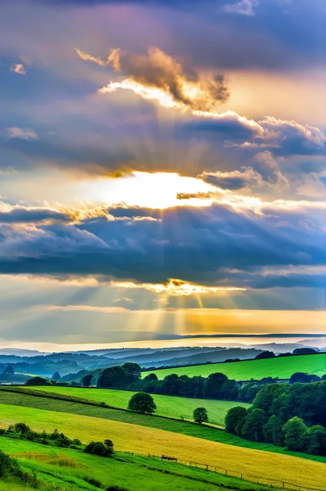 Original landscape，Sky and clouds，Tyndall effect，A country road，Colorful hot air balloon，High quality desktop wallpaper, Verdant forest, Detailed field properties, Beautiful English countryside, Stunning scenery, Rolling Hills, Landscape Wallpaper, Lush co...