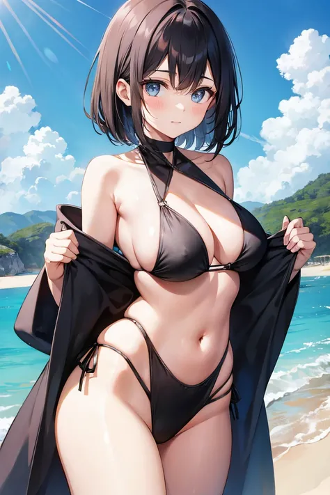 Beach，Beauty， Black Silk