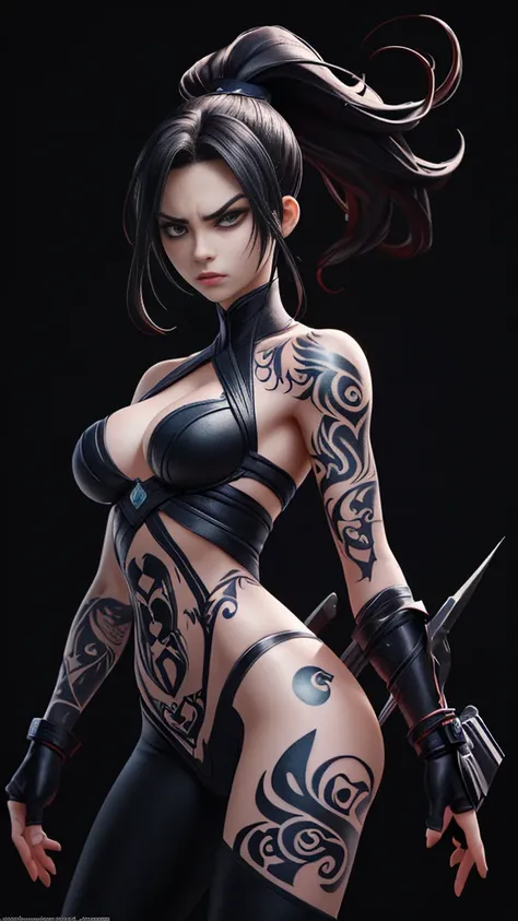 tattoo girl, very beautiful, murderous, handsome man, betrayal, anger, dark background, 8K, dynamic wallpaper, very delicate, very dense  