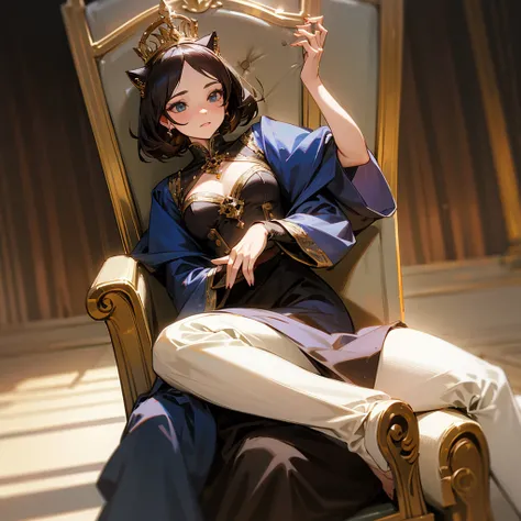  a costumed woman sitting on a throne with a cat&#39;s head, Anime goddess, ((a beautiful fantasy empress)), a beautiful fantasy empress, guweiz masterpiece, gorgeous goddess, beautiful seductive anime woman, Guweiz, Extremely detailed Artgerm, artwork in ...