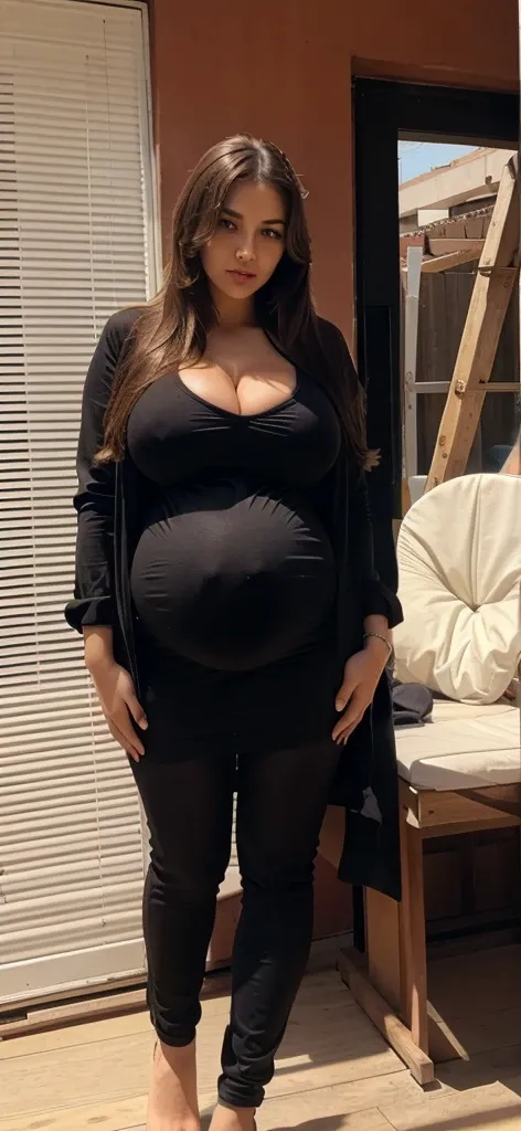 pregnant sexy girl, huge breasts, curvy, beautiful, huge boobs, bouncy breasts, long hair, cute face, young, sexy, skinny, bikini