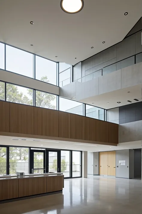 Volume of a hospital that has a modern slab with a traditional but not exuberant design