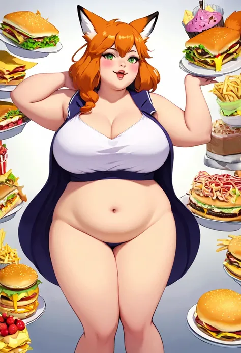 Super sized fatfat huge huge belly Fat obese   gluttony high school fox girl 