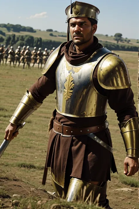 A Roman legionnaire leaned over the battlefield after the battle