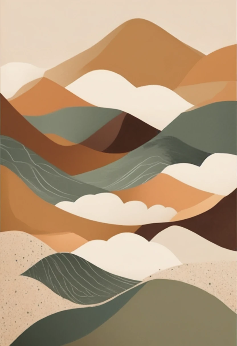 (((The best quality))), ((Masterpiece)) (abstract and simple illustration) minimalist and aesthetic print, in earth tones
