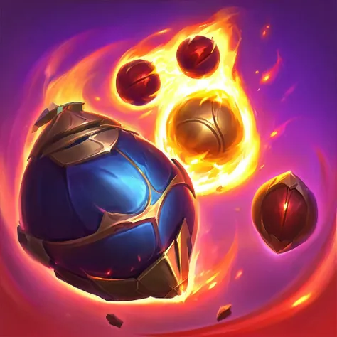 Visualize a caster with 5 fireballs orbiting elemental their head, each fireball automatically targeting the nearest enemies. Each sphere deals 1d12 damage, with a dodge attempt required for each fireball. em cima da cabeça, simples bolas de fogo