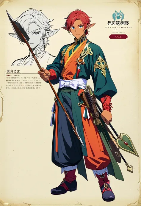 a cartoon picture of a man with a bow and arrow, archer boy, official character art, highly detailed exquisite fanart, handsome guy in demon slayer art, male elf ranger, otl archer, official character illustration, rpg portrait full body, official art, ( (...