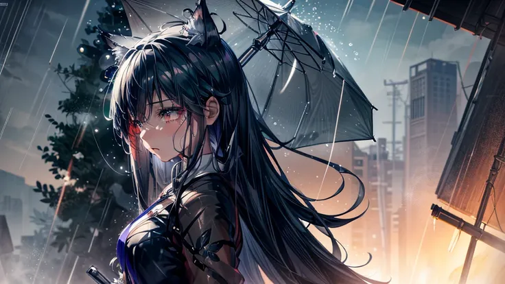 anime girl with umbrella in the rain at night, anime style 4 k, 4k anime wallpaper, anime wallpaper 4 k, anime wallpaper 4k, anime art wallpaper 4 k, anime art wallpaper 4k, after rain and no girls, anime art wallpaper 8 k, 4 k manga wallpaper, by Alena Ae...