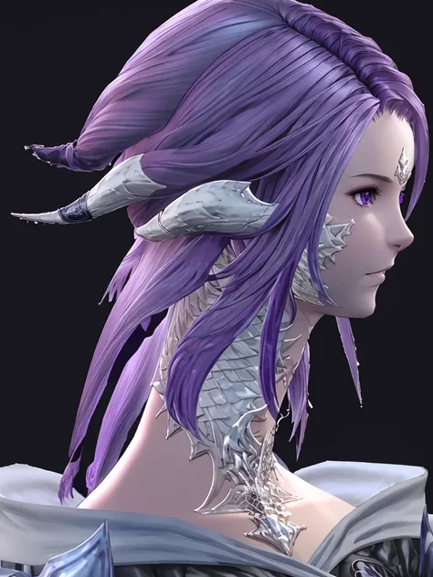 Silari Sark is a stylish Au Ra from Final Fantasy XIV. It has pearl gray skin with silver reflections and scales in light purple tones.. His horns, ivory color with silver veins, bow gracefully behind. His eyes are an intense sapphire blue., and her hair, ...