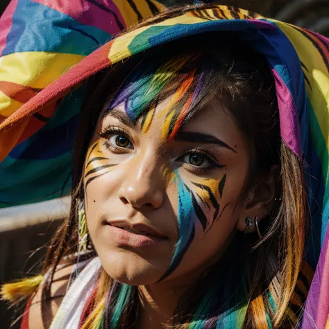 A rainbow tiger Colorful fur 