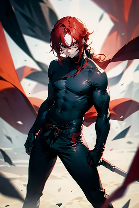 an anime character where his class is rogue , he has red hair and red eyes