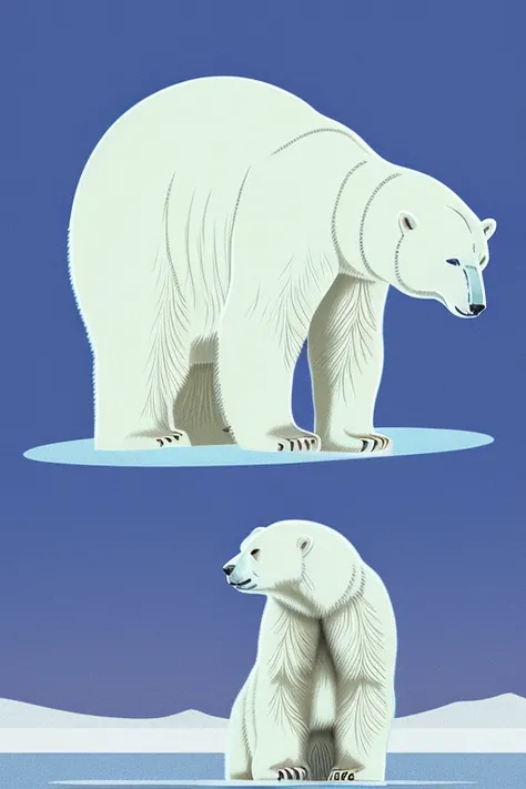 (((Polar Bear))) standing and looking at the sky,  Medium muscular, frozen planet setting, snowstorm , zoomed in on crotch, , chunie, darkgem, He uses an old, torn blanket made of animal hide as a garment to protect His body from the extreme cold.