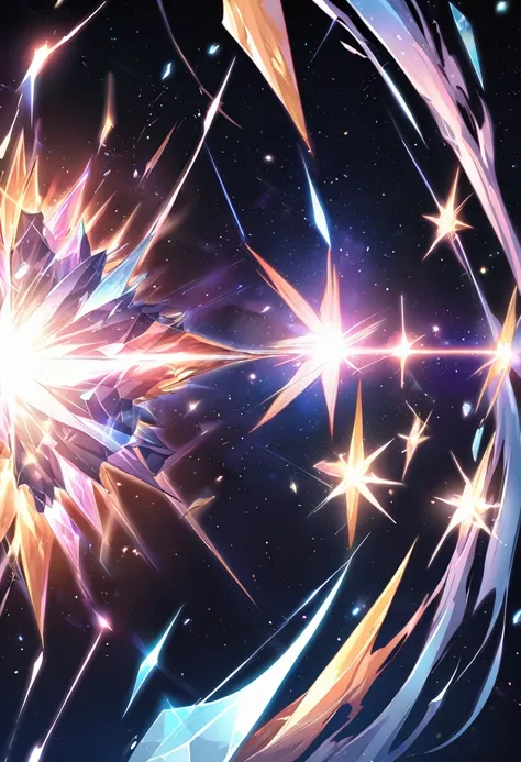 a mysterious crystal originating from the galaxy of the universe, emitting light like a constellation. manhwa style. 