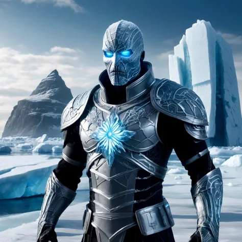  
(extremely detailed 8k wallpaper), a medium shot photo of scary  Grim dressed as a icey ice-man in an armour made of icey glowing wires from marvel, theme, intricate, high detail, dramatic, old scary building  with a huge iceberg in the background 