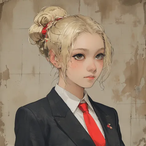 (masterpiece:1.2, best quality), 1lady, solo, , classroom, day, sit, blonde, twintails, red eyes, open collabone, darkskin, (open breasts:1.1), portrait of european girl,solo,20yo,beautiful face,uppser body,hair over one eye,medium sidecut, blonde hair, sh...