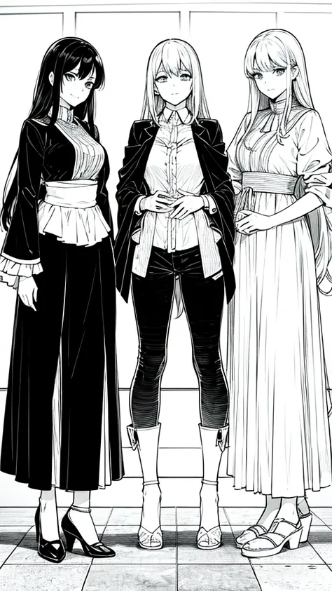 Three anime women