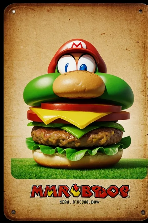 A hamburger logo related to the Mario Bros theme 