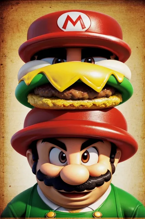 I want a hamburger logo with the Mario Bros theme and with the name MARIOBURGUER 
