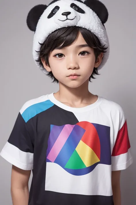 A boy with a panda hat and his bisexual shirt and the background at the back is the LGBT flag and he&#39;s a really cute anime character and they have one and he&#39;s holding a teddy bear