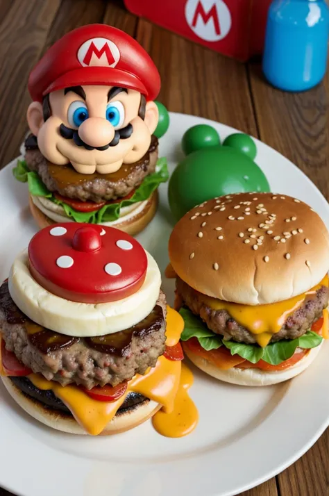 Mario Bros themed burgers 