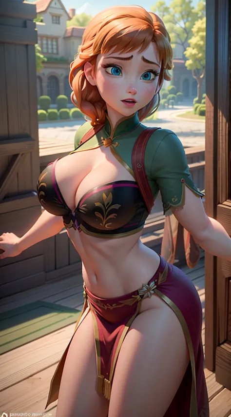 Photo of Anna of Arendelle showing huge breasts, wearing skimpy clothes 