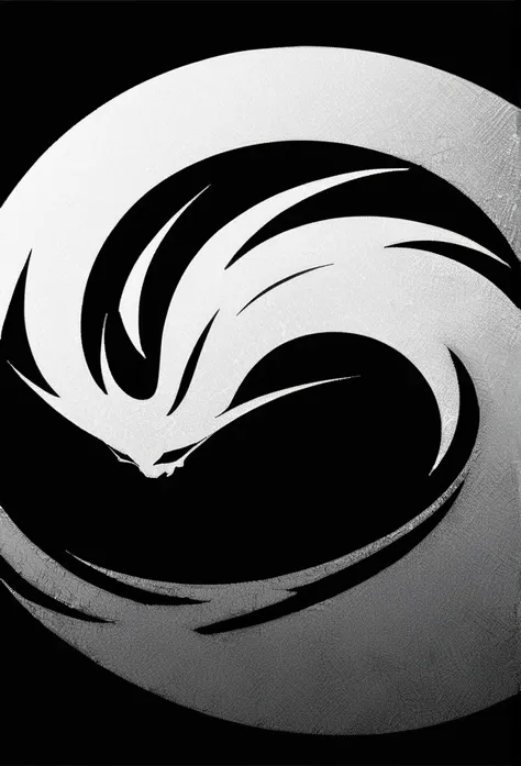 monochrome, greyscale, no humans, black background,emblem, cobra