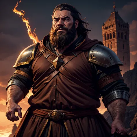 a male dwarf cleric in high fantasy heavy armor, big black beard, anime style, no hands, no weapons, dramatic lighting, (best quality,4k,8k,highres,masterpiece:1.2),ultra-detailed,(realistic,photorealistic,photo-realistic:1.37),dramatic shadows, cinematic ...