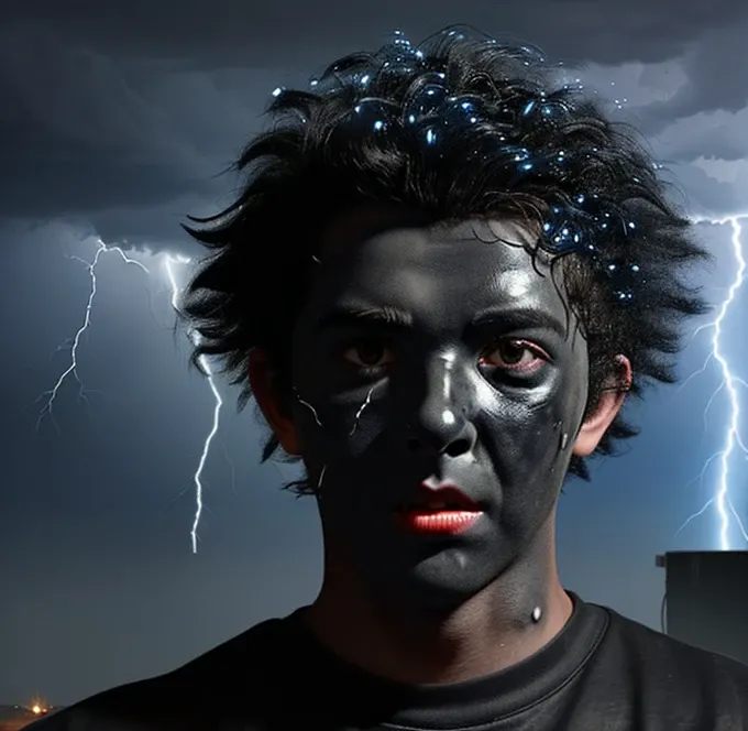 A boy covered in soot gets electrocuted by lightning in a comedy drama